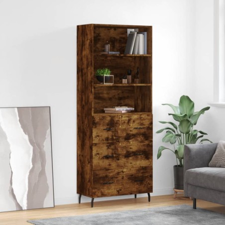 vidaXL Highboard Räuchereiche 69,5x34x180 cm Holzwerkstoff