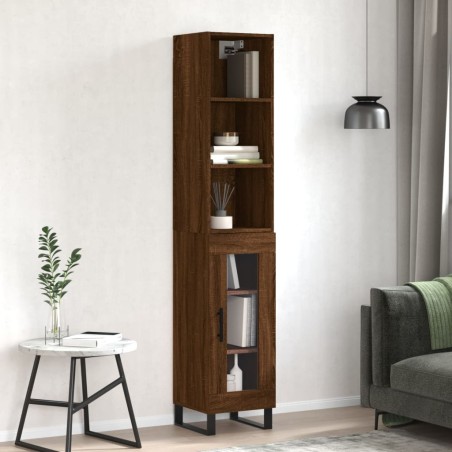 vidaXL Highboard Braun Eichen-Optik 34,5x34x180 cm Holzwerkstoff