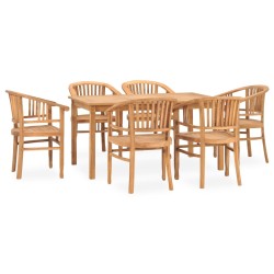 vidaXL 7-tlg. Garten-Essgruppe Massivholz Teak 