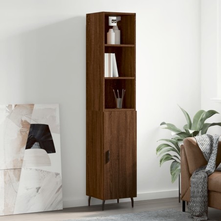 vidaXL Highboard Braun Eichen-Optik 34,5x34x180 cm Holzwerkstoff