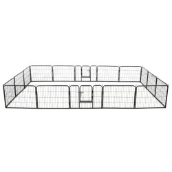 vidaXL Hunde-Laufstall 16 Paneele Stahl 60x80 cm Schwarz 