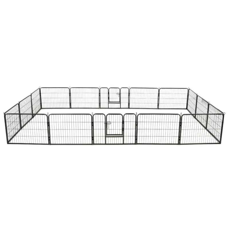 vidaXL Hunde-Laufstall 16 Paneele Stahl 60x80 cm Schwarz vidaXL Hunde-Laufstall 16 Paneele Stahl 60x80 cm Schwarz