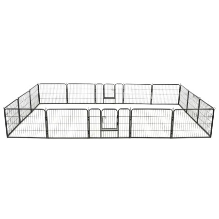 vidaXL Hunde-Laufstall 16 Paneele Stahl 60x80 cm Schwarz 