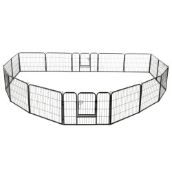 vidaXL Hunde-Laufstall 16 Paneele Stahl 60x80 cm Schwarz 