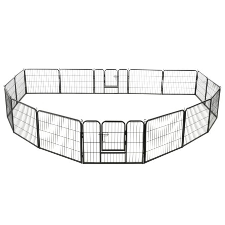 vidaXL Hunde-Laufstall 16 Paneele Stahl 60x80 cm Schwarz 
