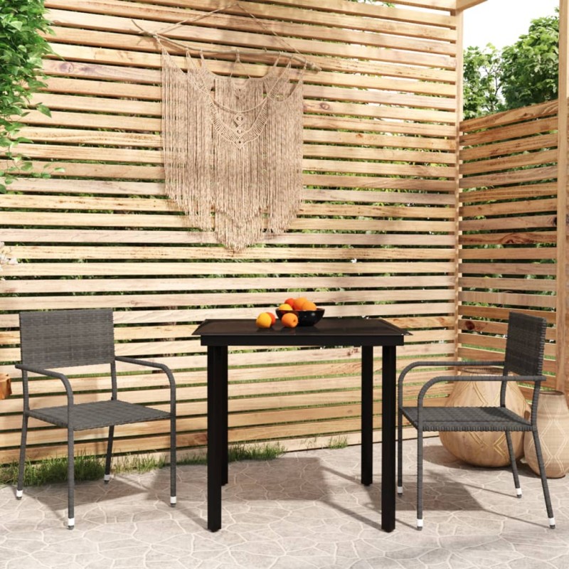 vidaXL 3-tlg. Garten-Essgruppe Grau vidaXL 3-tlg. Garten-Essgruppe Grau