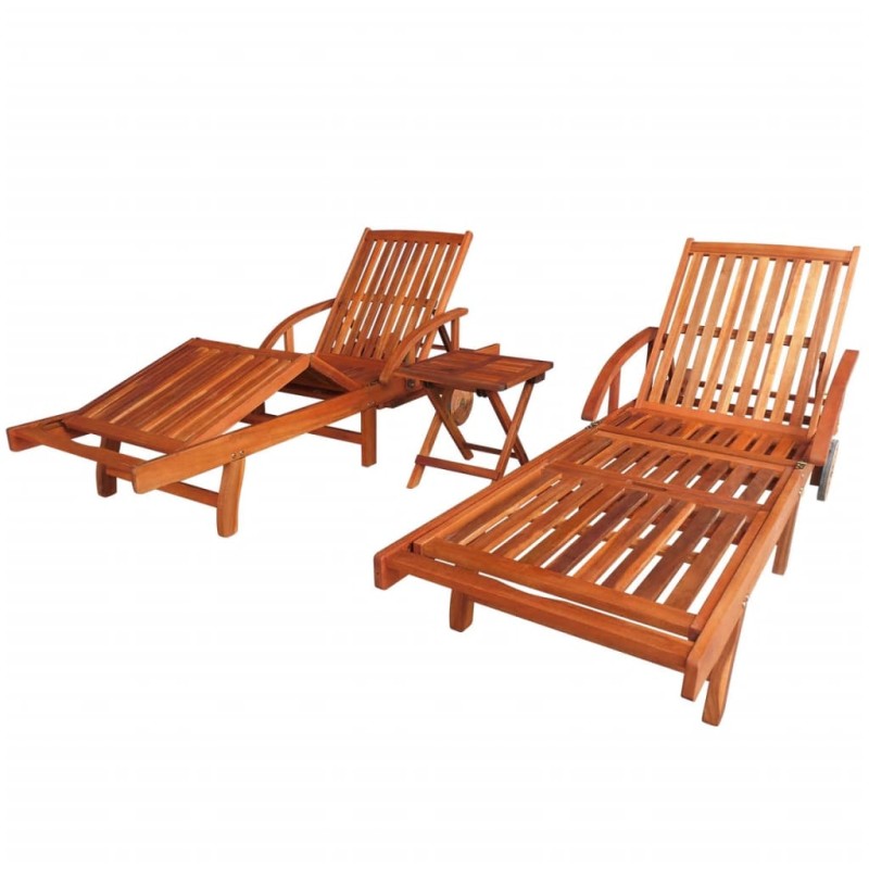 vidaXL Sonnenliegen 2 Stk. mit Tisch Akazie Massivholz vidaXL Sonnenliegen 2 Stk. mit Tisch Akazie Massivholz