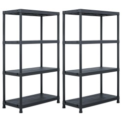 vidaXL Lagerregale 2 Stk. Schwarz 200 kg 80 x 40 x 138 cm Kunststoff