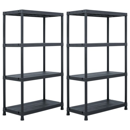 vidaXL Lagerregale 2 Stk. Schwarz 200 kg 80 x 40 x 138 cm Kunststoff