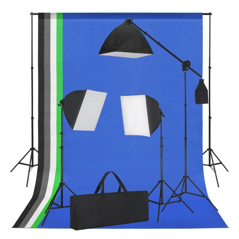 vidaXL Fotostudio-Set mit Softbox-Leuchten und Hintergründen vidaXL Fotostudio-Set mit Softbox-Leuchten und Hintergründen