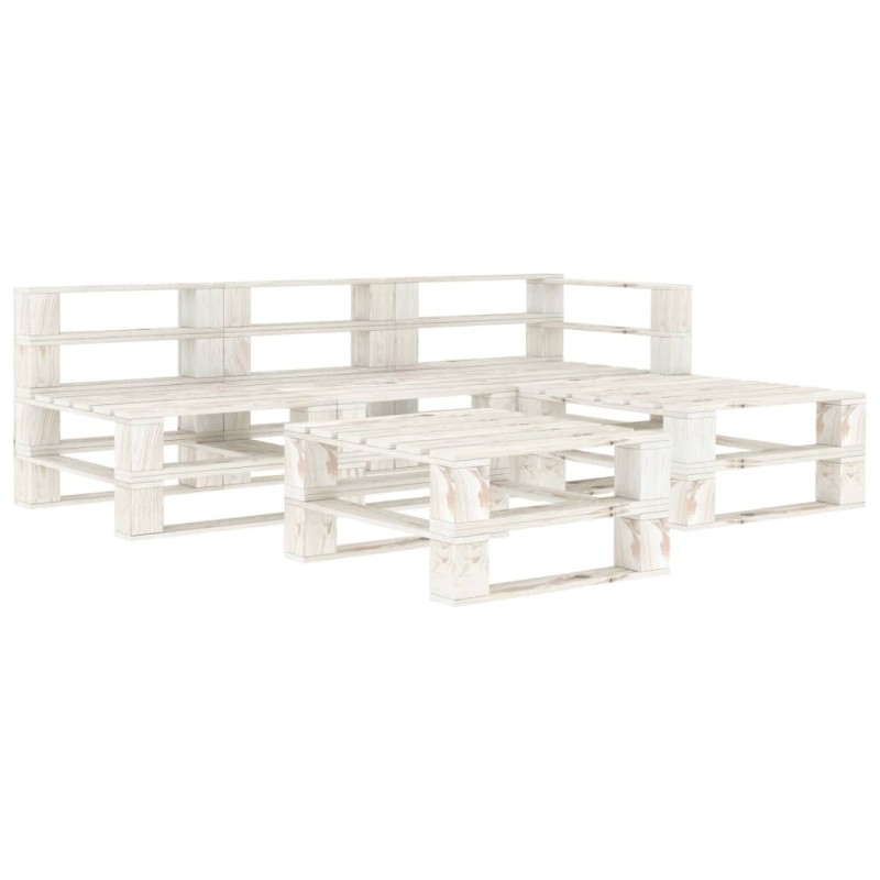 vidaXL 5-tlg. Garten-Lounge-Set aus Paletten Holz Weiß vidaXL 5-tlg. Garten-Lounge-Set aus Paletten Holz Weiß