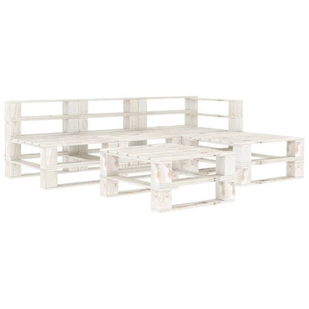 vidaXL 5-tlg. Garten-Lounge-Set aus Paletten Holz Weiß