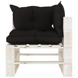 vidaXL Garten-Paletten-Ecksofa mit Kissen in Schwarz Holz