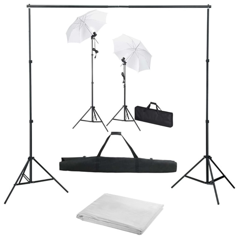 vidaXL Fotostudio-Set mit Hintergrund, Leuchten und Schirmen vidaXL Fotostudio-Set mit Hintergrund, Leuchten und Schirmen