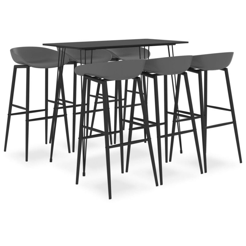 vidaXL 7-tlg. Bar-Set Schwarz und Grau vidaXL 7-tlg. Bar-Set Schwarz und Grau