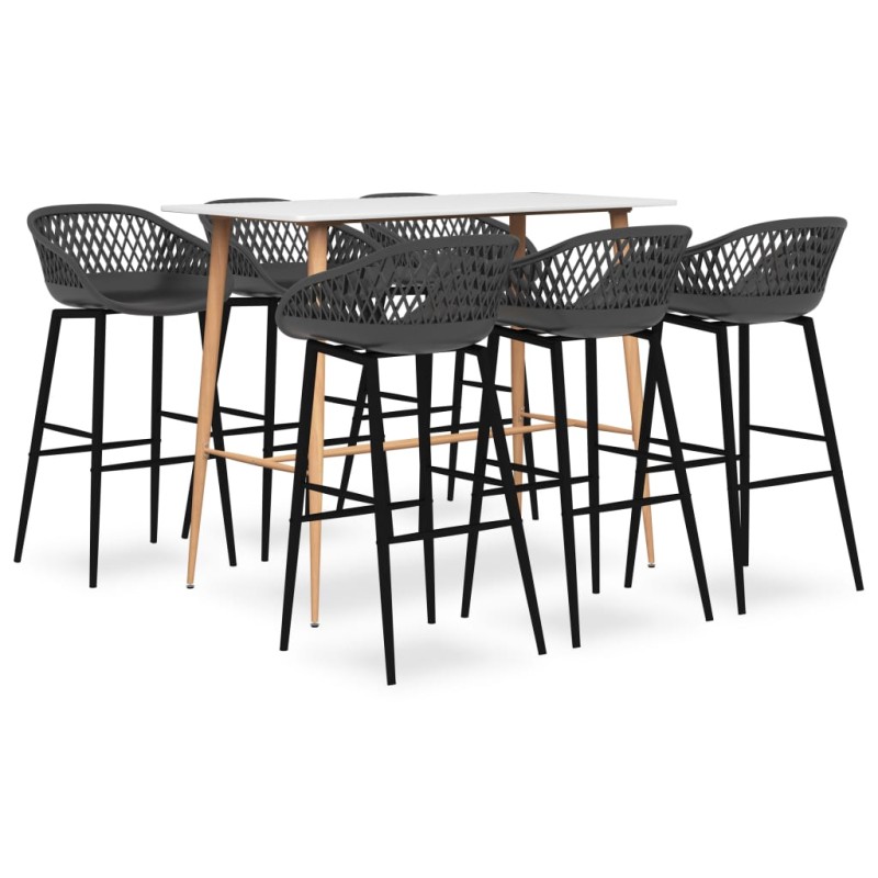vidaXL 7-tlg. Bar-Set Weiß und Grau vidaXL 7-tlg. Bar-Set Weiß und Grau