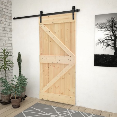 vidaXL Schiebetür mit Beschlag 80x210 cm Kiefer Massivholz