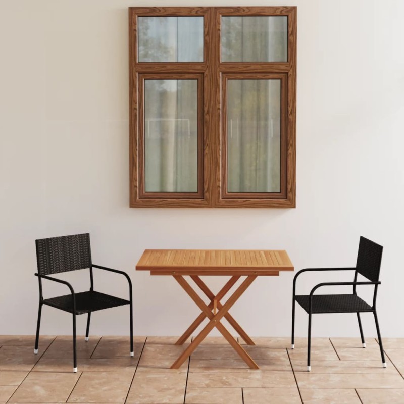 vidaXL 3-tlg. Garten-Essgruppe Poly Rattan & Massivholz Akazie Schwarz vidaXL 3-tlg. Garten-Essgruppe Poly Rattan & Massivholz Akazie Schwarz