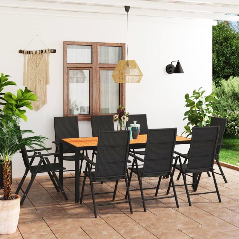 vidaXL 9-tlg. Garten-Essgruppe Schwarz und Braun vidaXL 9-tlg. Garten-Essgruppe Schwarz und Braun