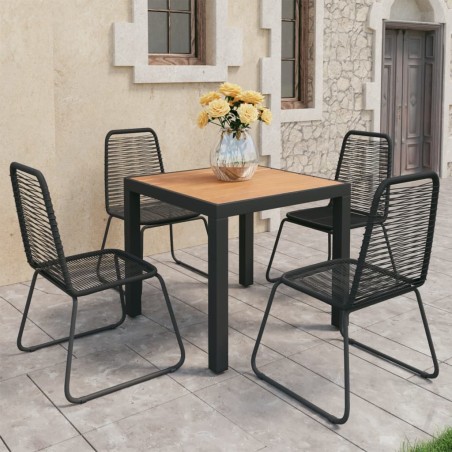 vidaXL 5-tlg. Garten-Essgruppe PVC Rattan Schwarz und Braun