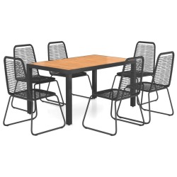 vidaXL 7-tlg. Garten-Essgruppe PVC Rattan Schwarz und Braun