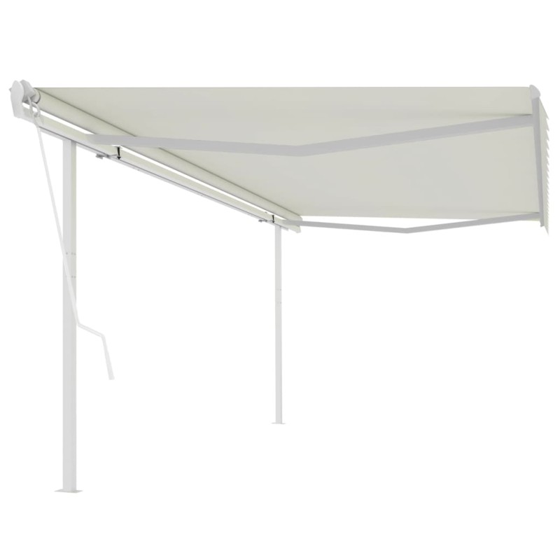 vidaXL Markise Automatisch Einziehbar mit Pfosten 5x3 m Creme vidaXL Markise Automatisch Einziehbar mit Pfosten 5x3 m Creme