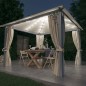 vidaXL Pavillon mit Vorhängen & LED-Lichterkette 300x300 cm Creme Alu vidaXL Pavillon mit Vorhängen & LED-Lichterkette 300x300 cm Creme Alu