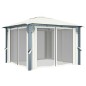vidaXL Pavillon mit Vorhängen & LED-Lichterkette 300x300 cm Creme Alu vidaXL Pavillon mit Vorhängen & LED-Lichterkette 300x300 cm Creme Alu