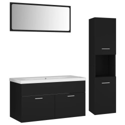 vidaXL Badmöbel-Set Schwarz Holzwerkstoff
