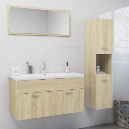 vidaXL Badmöbel-Set Sonoma-Eiche Holzwerkstoff