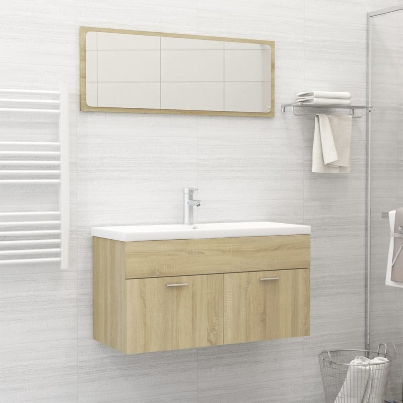 vidaXL Badmöbel-Set Sonoma-Eiche Holzwerkstoff vidaXL Badmöbel-Set Sonoma-Eiche Holzwerkstoff