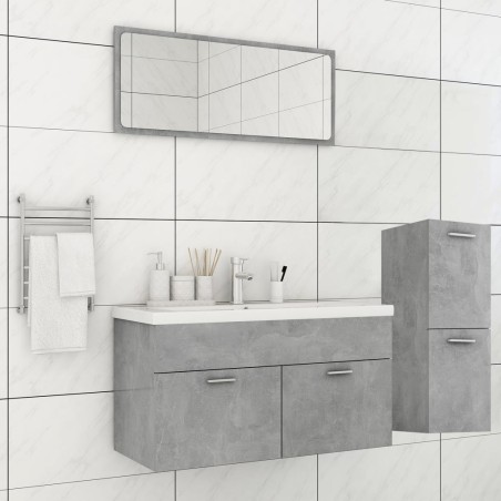 vidaXL Badmöbel-Set Betongrau Holzwerkstoff