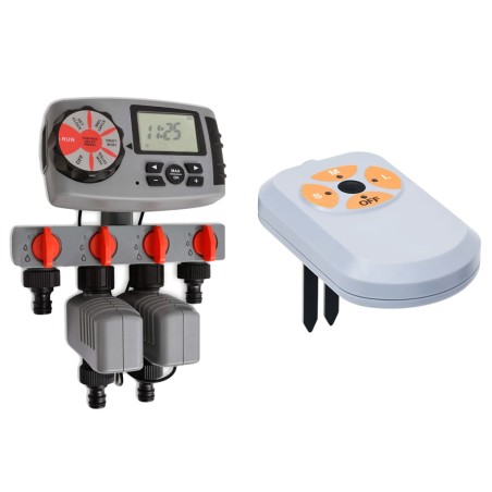 vidaXL Automatische Bewässerungsuhr 4-fach mit Feuchtigkeitssensor 3V