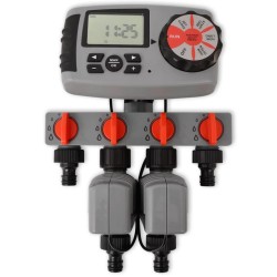 vidaXL Automatische Bewässerungsuhr 4-fach mit Feuchtigkeitssensor 3V