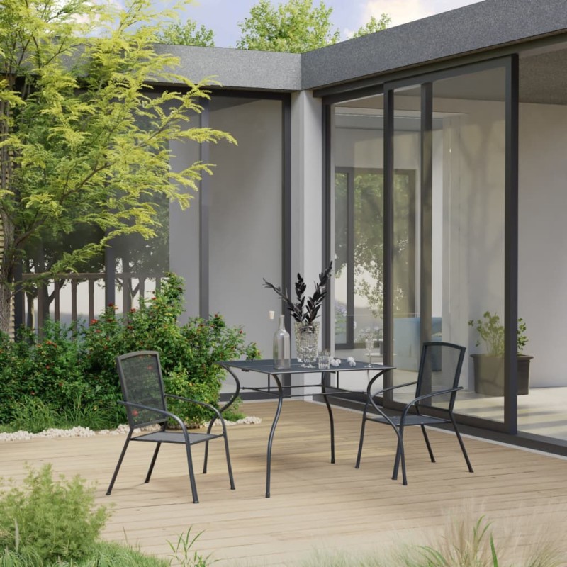 vidaXL 3-tlg. Garten-Essgruppe Stahl Anthrazit vidaXL 3-tlg. Garten-Essgruppe Stahl Anthrazit