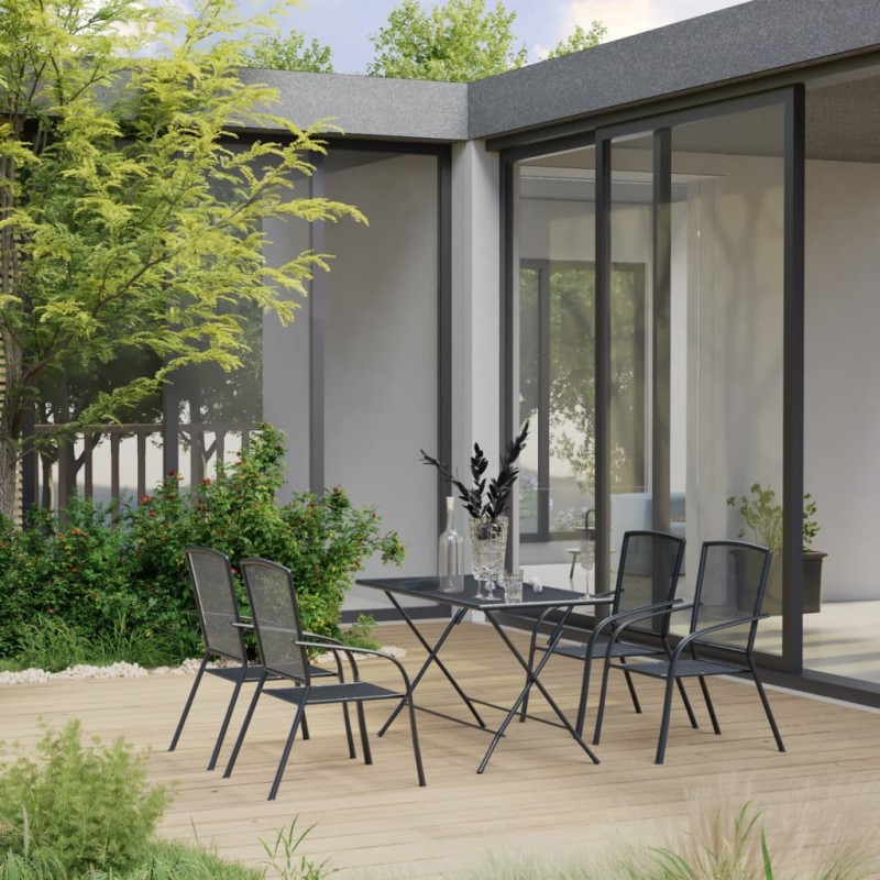 vidaXL 5-tlg. Garten-Essgruppe Stahl Anthrazit vidaXL 5-tlg. Garten-Essgruppe Stahl Anthrazit
