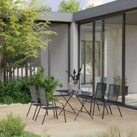 vidaXL 5-tlg. Garten-Essgruppe Stahl Anthrazit