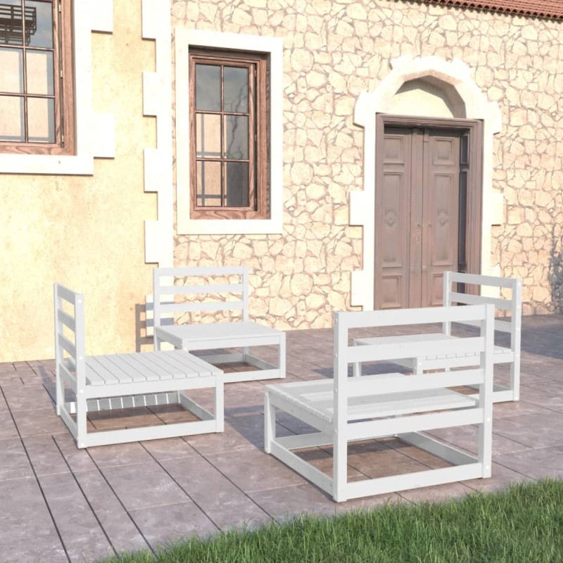 vidaXL 4-tlg. Garten-Lounge-Set Weiß Kiefer Massivholz vidaXL 4-tlg. Garten-Lounge-Set Weiß Kiefer Massivholz