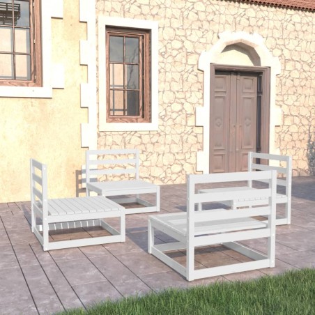 vidaXL 4-tlg. Garten-Lounge-Set Weiß Kiefer Massivholz
