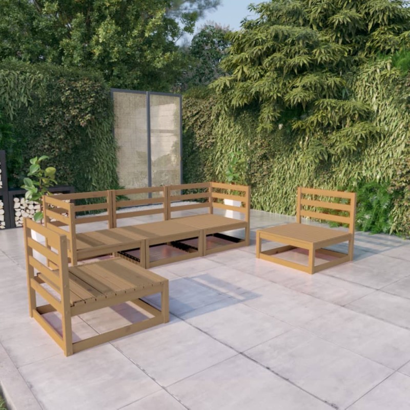 vidaXL 5-tlg. Garten-Lounge-Set Honigbraun Massivholz Kiefer vidaXL 5-tlg. Garten-Lounge-Set Honigbraun Massivholz Kiefer