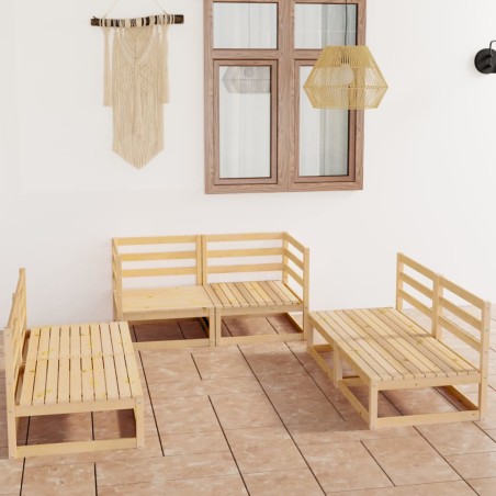 vidaXL 6-tlg. Garten-Lounge-Set Massivholz Kiefer