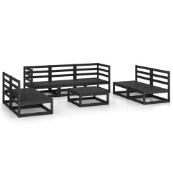 vidaXL 8-tlg. Garten-Lounge-Set Schwarz Massivholz Kiefer