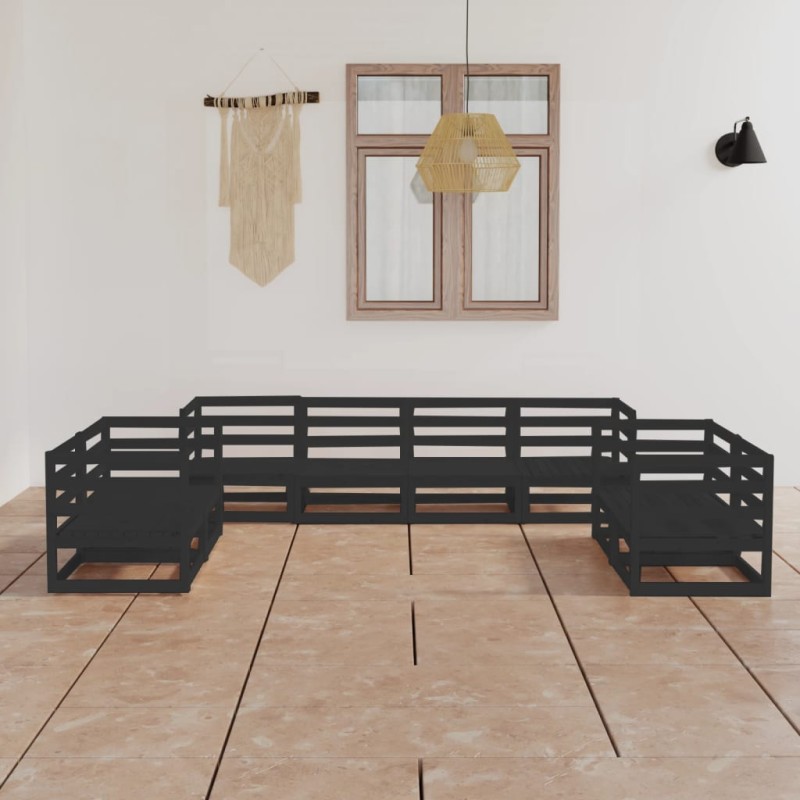 vidaXL 8-tlg. Garten-Lounge-Set Schwarz Massivholz Kiefer vidaXL 8-tlg. Garten-Lounge-Set Schwarz Massivholz Kiefer