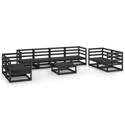 vidaXL 9-tlg. Garten-Lounge-Set Schwarz Massivholz Kiefer