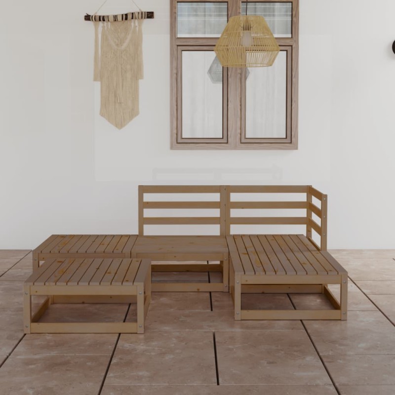 vidaXL 5-tlg. Garten-Lounge-Set Honigbraun Massivholz Kiefer vidaXL 5-tlg. Garten-Lounge-Set Honigbraun Massivholz Kiefer
