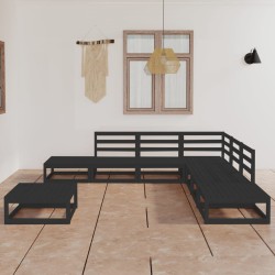 vidaXL 8-tlg. Garten-Lounge-Set Schwarz Massivholz Kiefer