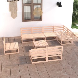 vidaXL 9-tlg. Garten-Lounge-Set Massivholz Kiefer