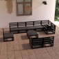 vidaXL 10-tlg. Garten-Lounge-Set Schwarz Massivholz Kiefer vidaXL 10-tlg. Garten-Lounge-Set Schwarz Massivholz Kiefer