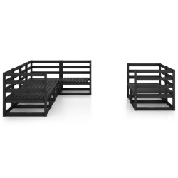 vidaXL 7-tlg. Garten-Lounge-Set Schwarz Massivholz Kiefer 