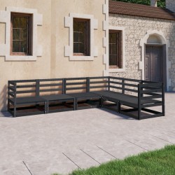 vidaXL 6-tlg. Garten-Lounge-Set Schwarz Massivholz Kiefer 